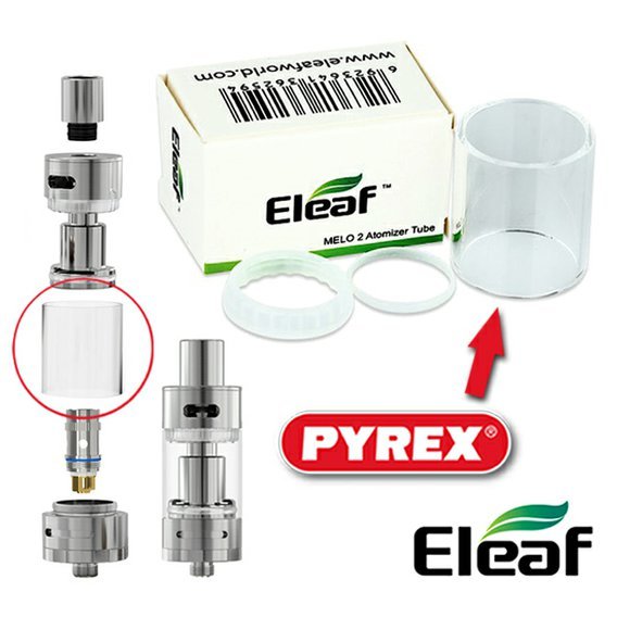 Eleaf Melo2 PYREX tělo (tubus)+2x silikové těsnění (kroužky)
